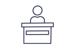 person behind a podium icon